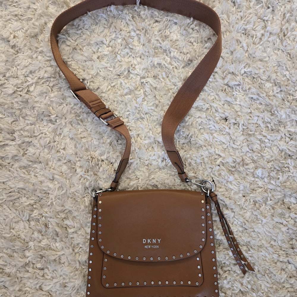 DKNY LeatherCrossbody Bag with Stud Accents With Dustbag
